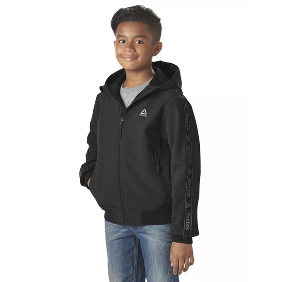 REEBOK • Little Boy Black Lightweight Hooded Softshell Jacket - Picture 2 of 5